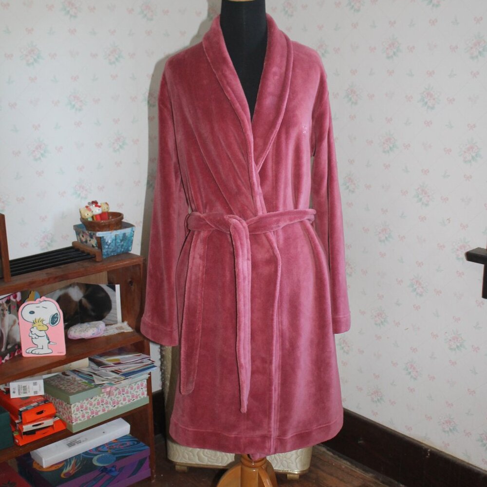 Calvin Klein Sleepwear Plush Dusty Rose Bathrobe, XS/S